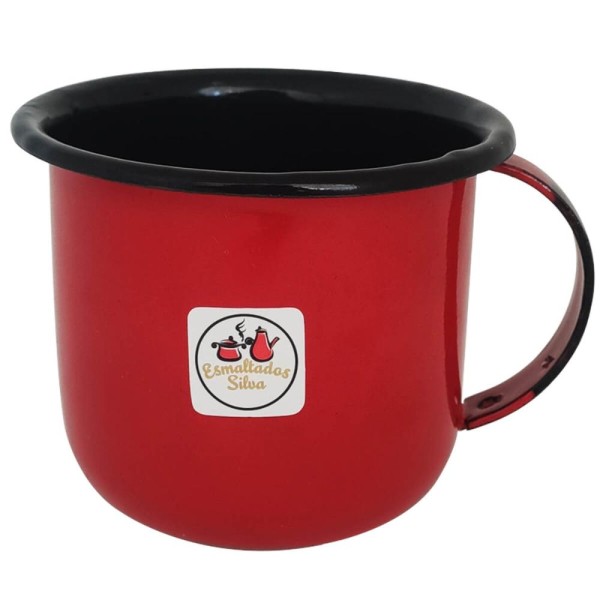 Encontraproduto.com.br - Caneca Esmaltada ágata Xícara Com Alça Vermelha 350ml N8 Esmaltados Silva