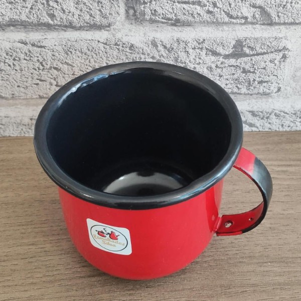 Encontraproduto.com.br - Caneca Esmaltada ágata Xícara Com Alça Vermelha 350ml N8 Esmaltados Silva