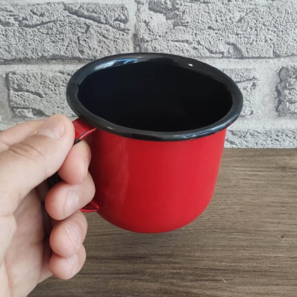 Encontraproduto.com.br - Caneca Esmaltada ágata Xícara Com Alça Vermelha 350ml N8 Esmaltados Silva