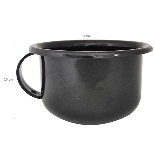 Encontraproduto.com.br - Caneca Esmaltada Com Alça Preta Xícara Em ágata Para Café 200ml Esmaltados Silva