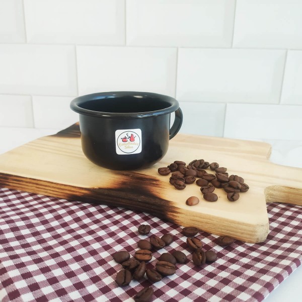 Encontraproduto.com.br - Caneca Esmaltada Com Alça Preta Xícara Em ágata Para Café 200ml Esmaltados Silva