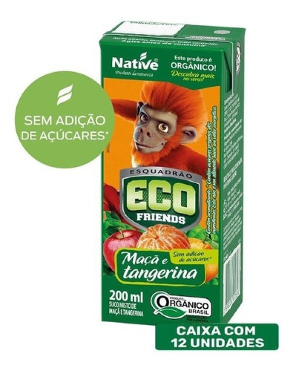 Suco Orgânico Maçã e Tangerina Esquadrão ECO Friends Native Caixa 200ml