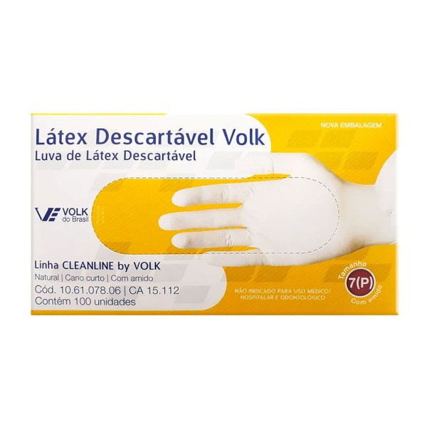 Encontraproduto.com.br - Luva Látex Descartável com 100Un Tam P Ca15112 Volk