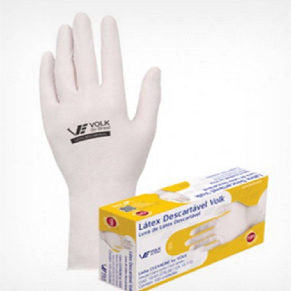 Encontraproduto.com.br - Luva Descartável Volk Látex Com Amido Tamanho M 100un