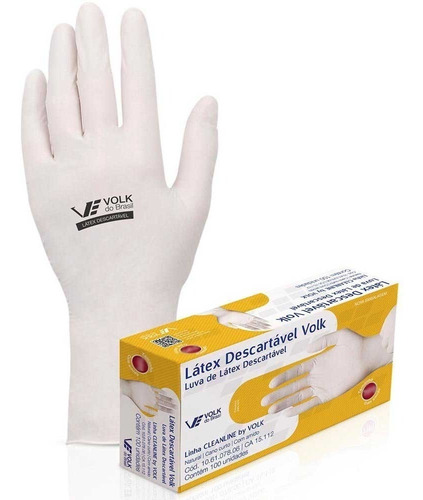 Encontraproduto.com.br - Luva Descartável Volk Látex Com Amido Tamanho M 100un
