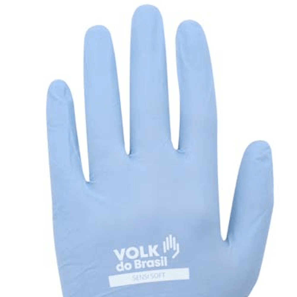 Luva Nitrílica Volk Sensi Soft Azul P com 100 Unidades
