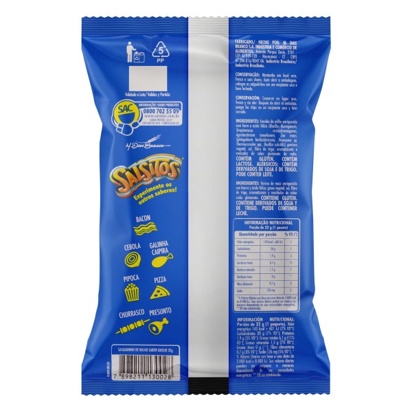 Encontraproduto.com.br - Salgadinho Salsitos Queijo Pacote com 32g
