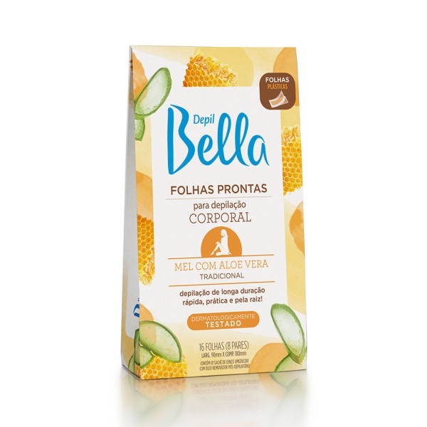 Folhas Prontas Corporais Depil Bella Aloe Vera c/16un
