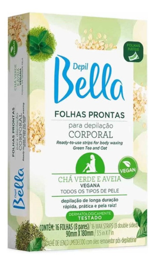 Folhas Prontas Para Depilação Facial Depil Bella Chá Verde E Aveia 16 fls