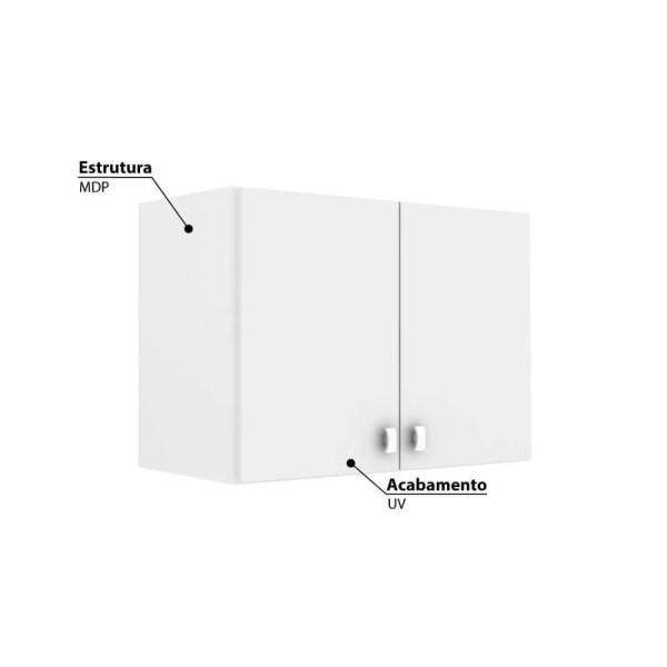 Encontraproduto.com.br - Armário Aéreo Multiuso p/ Área Serviço AM3104 c/ 2 Portas Branco - Tecno Mobili
