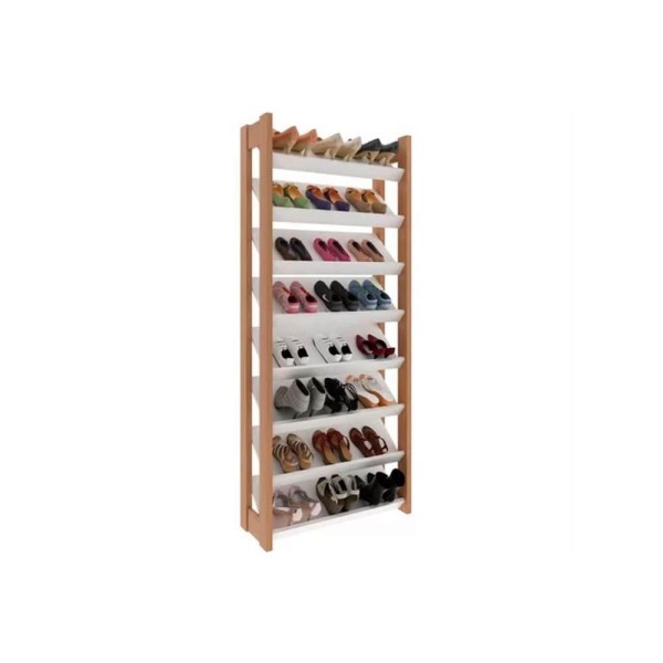 Encontraproduto.com.br - Armário Sapateira Quarto Sapateira Az1006 8 Prateleiras Amêndoa/branco - Tecno Mobili