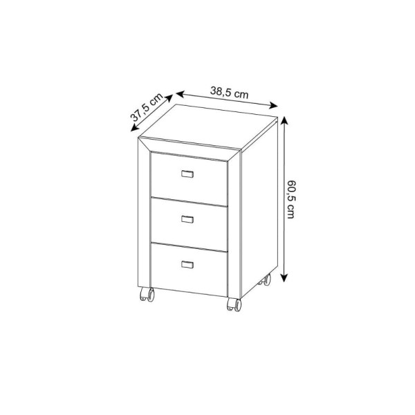 Encontraproduto.com.br - Multiuso Escritório Me4108 C/ 3 Gavetas E Rodízios Nogal - Tecno Mobili
