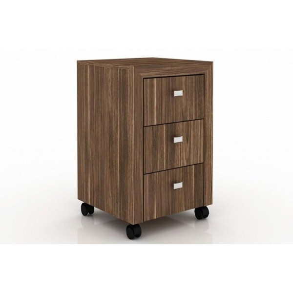 Encontraproduto.com.br - Multiuso Escritório Me4108 C/ 3 Gavetas E Rodízios Nogal - Tecno Mobili