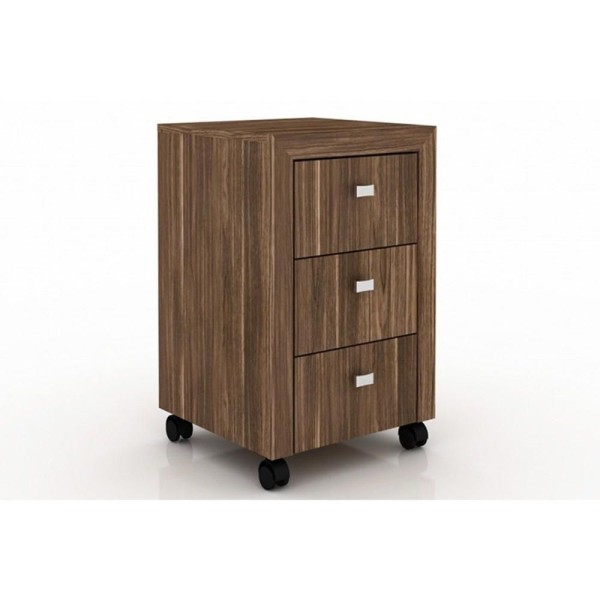 Encontraproduto.com.br - Multiuso Escritório Me4108 C/ 3 Gavetas E Rodízios Nogal - Tecno Mobili