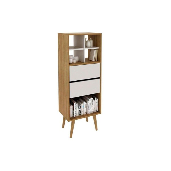Estante de Escritório E1716 c/ 2 Gavetas Natural/Off White - Tecno Mobili