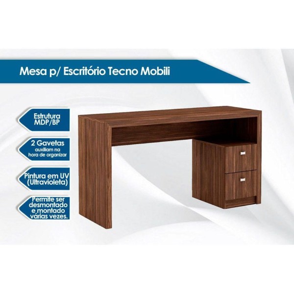 Encontraproduto.com.br - Mesa Escrivaninha Juvenil ME4130 c/ 2 Gavetas Nogal - Tecno Mobili