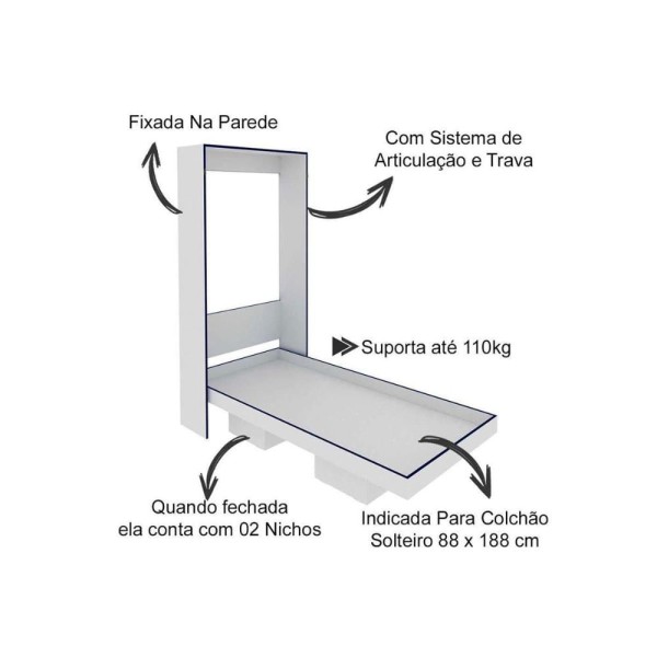 Encontraproduto.com.br - Cama Multifuncional Juvenil CM8015 Articulada Branco - Tecno Mobili