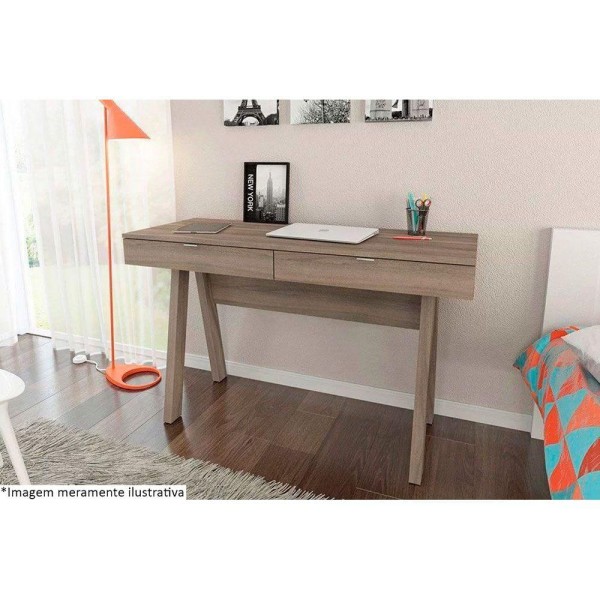Encontraproduto.com.br - Escrivaninha p/ Escritório ME4128 c/ 2 Gavetas Amêndoa - Tecno Mobili