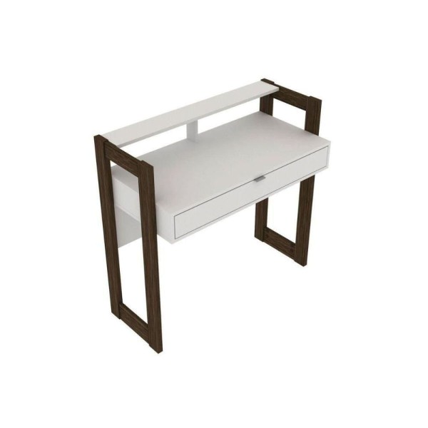 Encontraproduto.com.br - Escrivaninha p/ Escritório AZ1007 c/ 1 Gaveta Branco/Nogal - Tecno Mobili