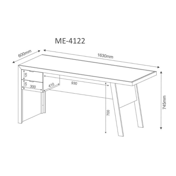 Encontraproduto.com.br - Escrivaninha p/ Escritório ME4122 c/ 2 Gavetas Rústico - Tecno Mobili