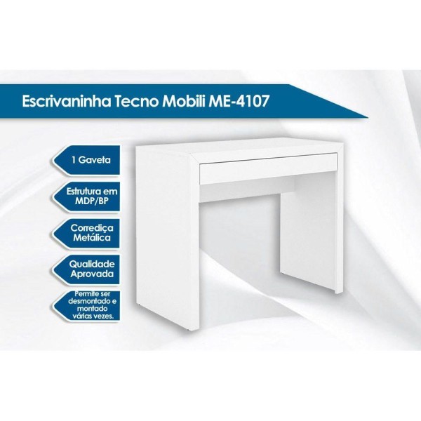Encontraproduto.com.br - Escrivaninha p/ Escritório ME4107 c/ 1 Gaveta Amêndoa - Tecno Mobili