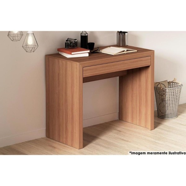 Encontraproduto.com.br - Escrivaninha p/ Escritório ME4107 c/ 1 Gaveta Amêndoa - Tecno Mobili