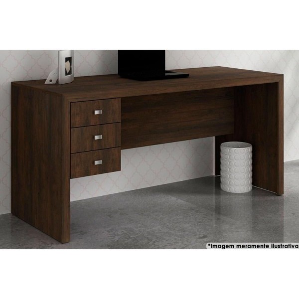Encontraproduto.com.br - Escrivaninha p/ Escritório ME4113 c/ 3 Gavetas Rústico - Tecno Mobili