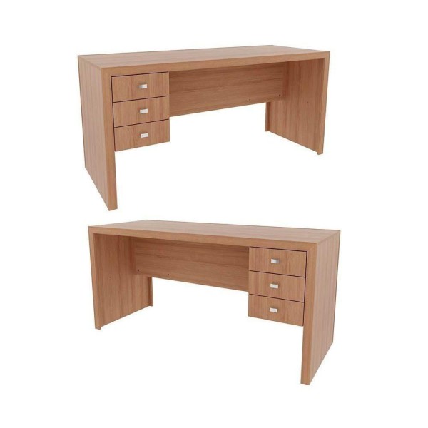 Encontraproduto.com.br - Escrivaninha p/ Escritório ME4113 c/ 3 Gavetas Amêndoa - Tecno Mobili