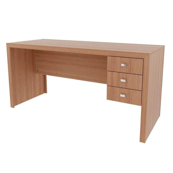 Encontraproduto.com.br - Escrivaninha p/ Escritório ME4113 c/ 3 Gavetas Amêndoa - Tecno Mobili