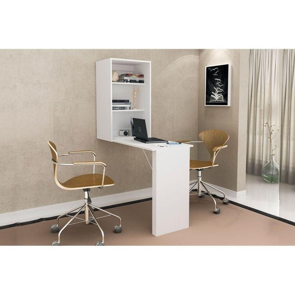 Encontraproduto.com.br - Armário Multiuso Juvenil AM3106 c/ Mesa Retrátil e 2 Prateleiras Branco - Tecno Mobili