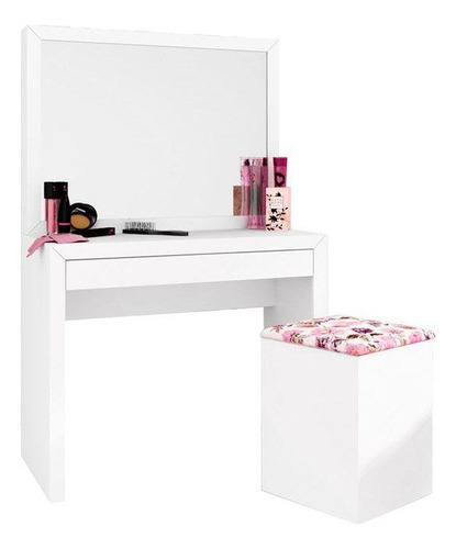 Encontraproduto.com.br - Penteadeira Infantil Penteadeira Juvenil Tecno Mobili PE-2000 + Puff PU-2050 Branco - Tecno Mobili