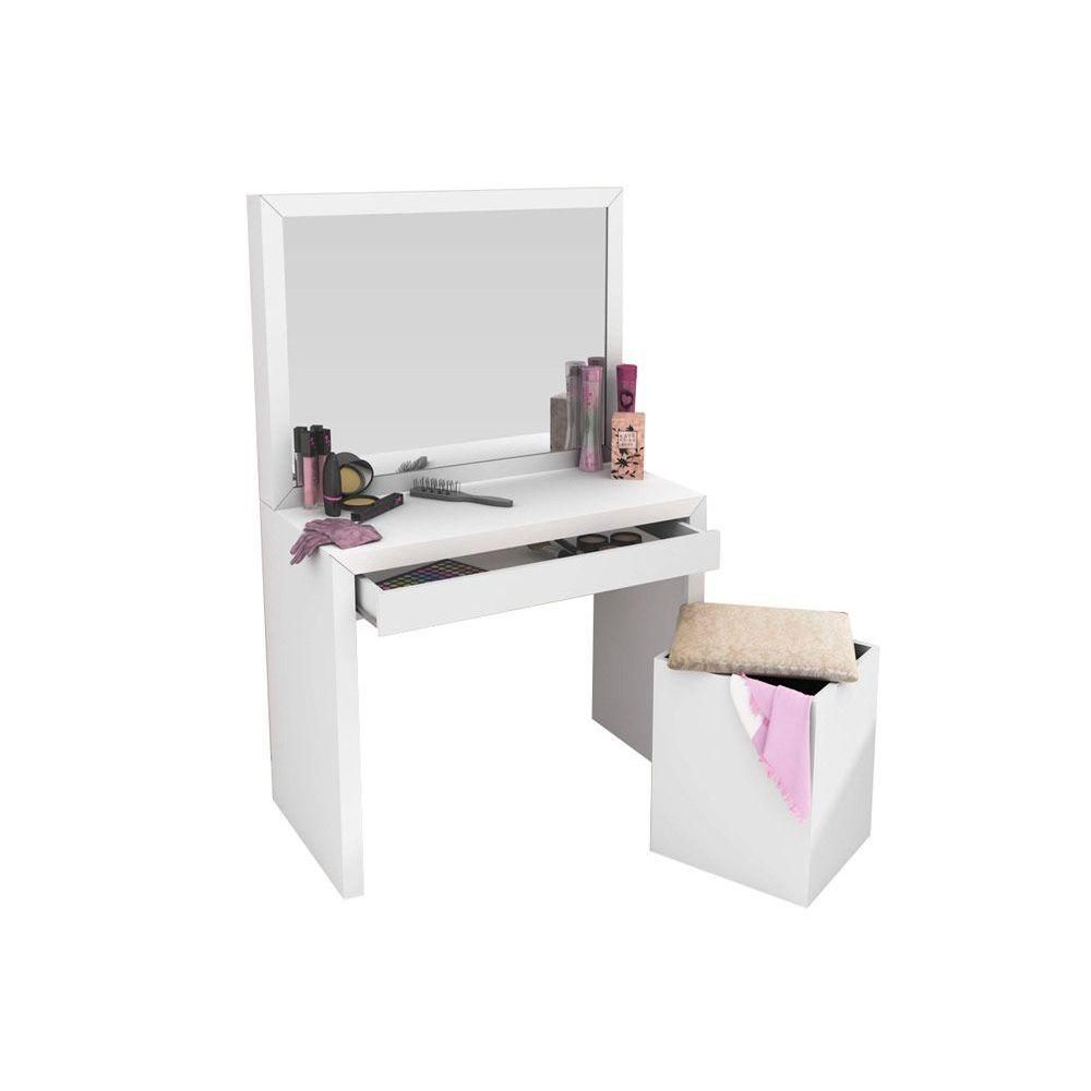 Encontraproduto.com.br - Penteadeira Infantil Penteadeira Juvenil Tecno Mobili PE-2000 + Puff PU-2050 Branco - Tecno Mobili