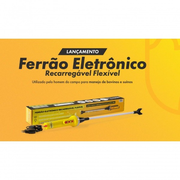 Encontraproduto.com.br - Ferrão Eletrônico Recarregável Flexível Com Lanterna Zebu 4626-4