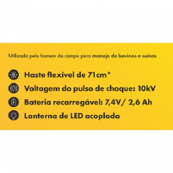 Encontraproduto.com.br - Ferrão Eletrônico Recarregável Flexível Com Lanterna Zebu 4626-4