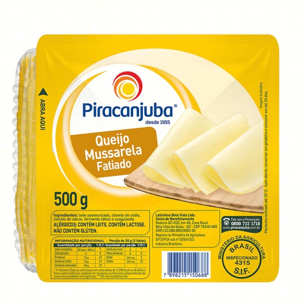 Encontraproduto.com.br - Queijo Mussarela Piracanjuba Fatiado Pacote com 500g