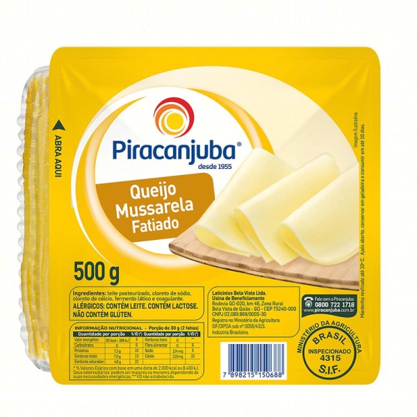 Encontraproduto.com.br - Queijo Mussarela Piracanjuba Fatiado Pacote com 500g