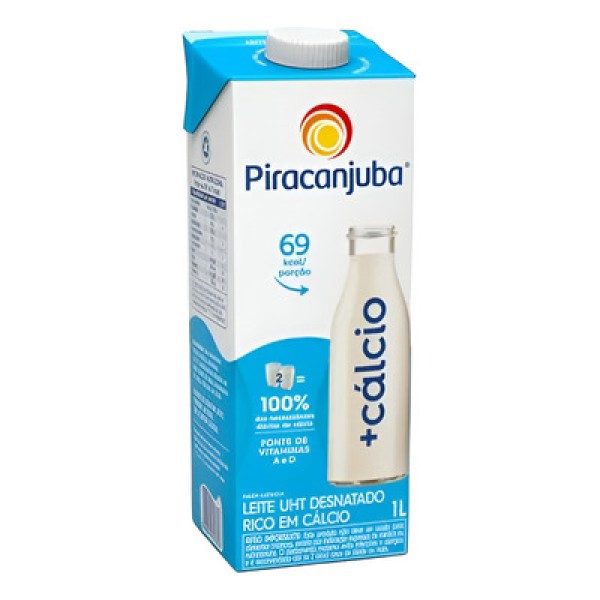 Leite Longa Vida Desnatado Piracanjuba com Tampa 1L