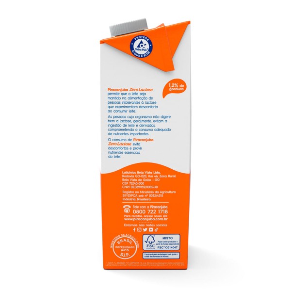 Encontraproduto.com.br - Leite Longa Vida Piracanjuba Zero Lactose TP com 1L