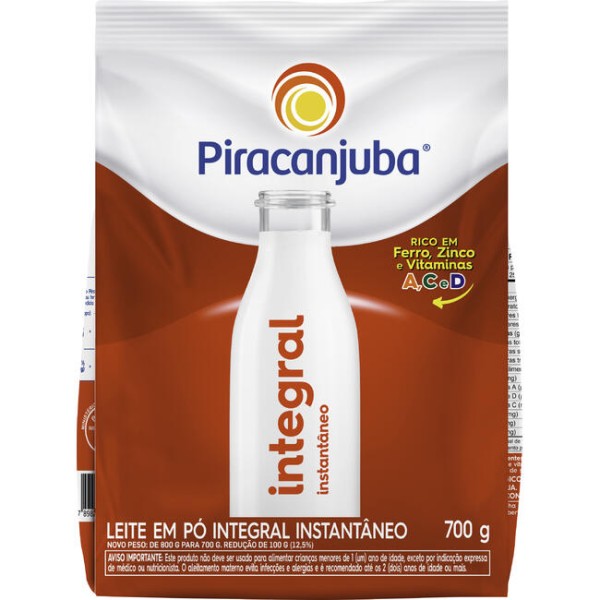 Leite em Pó Piracanjuba Integral instantâneo Pacote com 700g