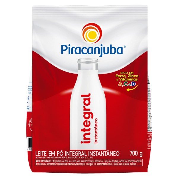 Encontraproduto.com.br - Leite em Pó Piracanjuba Integral instantâneo Pacote com 700g