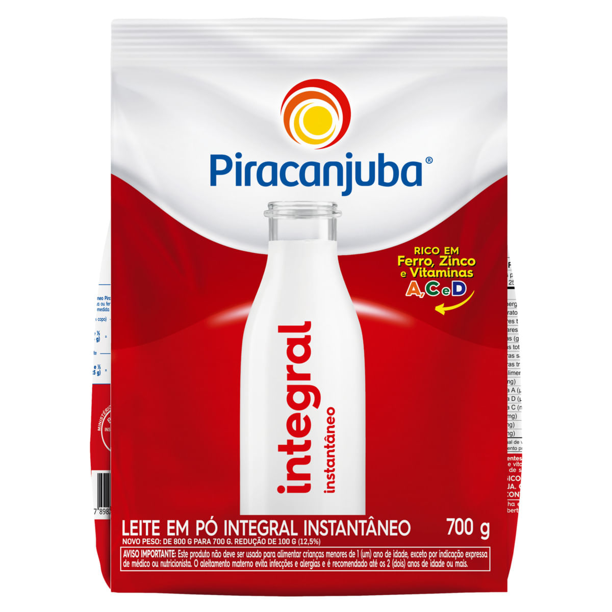 Encontraproduto.com.br - Leite em Pó Piracanjuba Integral instantâneo Pacote com 700g