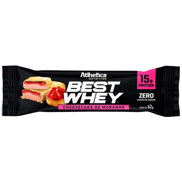 Encontraproduto.com.br - Best Whey Barra de Proteina Cheesecake Morango 62g - Atlhetica Nutrition
