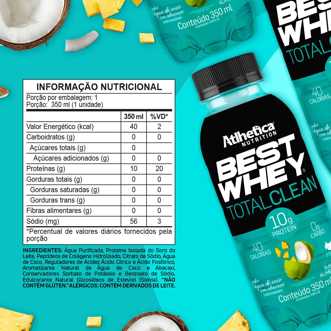 Encontraproduto.com.br - Best Whey Total Clean 350ml - Água de Coco com Abacaxi