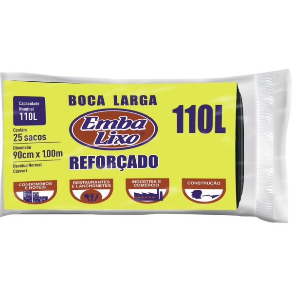 Encontraproduto.com.br - Saco de Lixo Embalixo Reforçado - 110L Rolo com 25 unidades