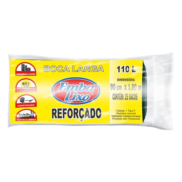 Encontraproduto.com.br - Saco de Lixo Embalixo Reforçado - 110L Rolo com 25 unidades