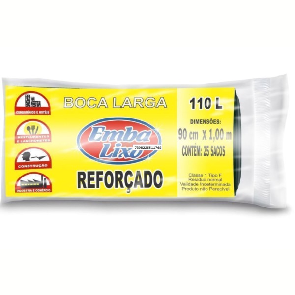 Encontraproduto.com.br - Saco de Lixo Embalixo Reforçado - 110L Rolo com 25 unidades