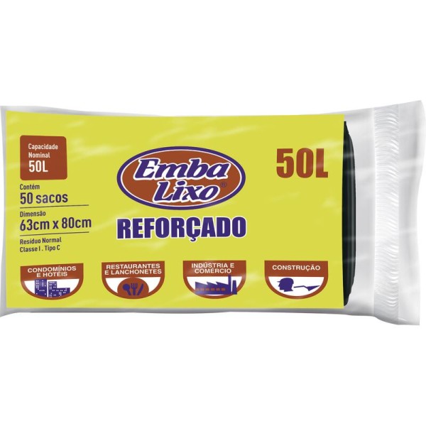 Saco de Lixo Embalixo Reforçado 50L Rolo com 50 unidades