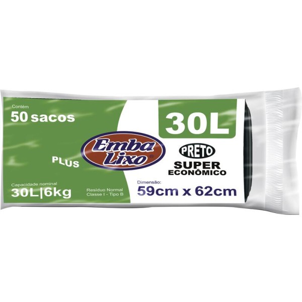 Saco para Lixo Embalixo Super econômico - 30L Rolo com 50 unidades