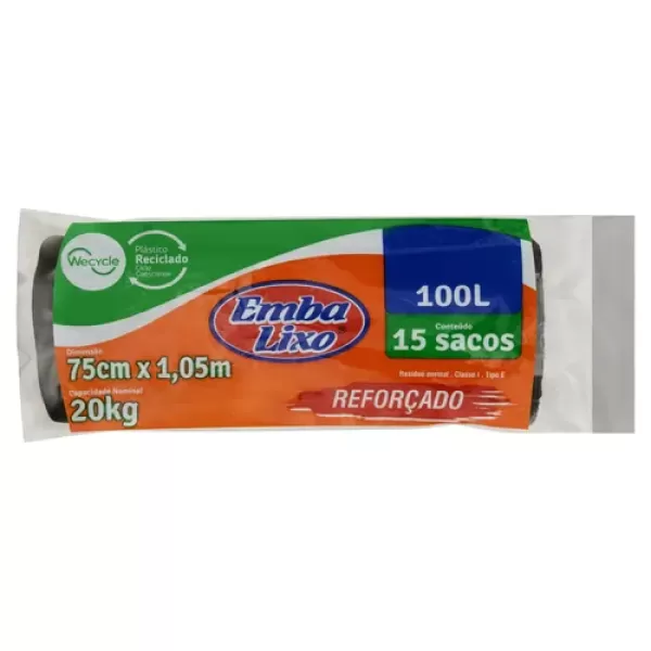 Saco para Lixo Embanew Reforçado Preto 30L com 30 unidades Embalixo