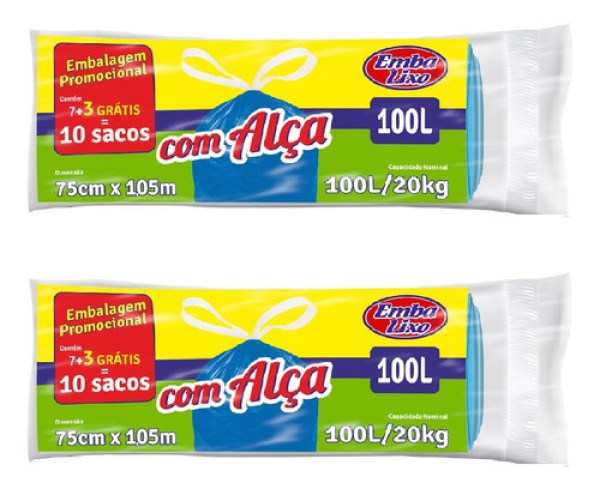 Encontraproduto.com.br - Saco Plástico Embalixo com Alca Embalagem Promo Azul 100l 10 Unidade